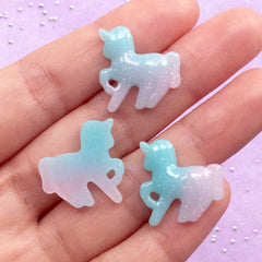Mini Unicorn Cabochons in Pastel Galaxy Gradient Color | Kawaii Decoden Supplies | Magical Girl Embellishments (3pcs / 19mm x 19mm)