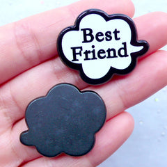 Best Friend Speech Bubble Cabochons | BFF Embellisments | Cute Acrylic Cabochon | Kawaii Phone Case | Decoden Supplies (2pcs / 31mm x 26mm / Flatback)