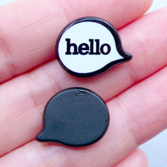 Hello Speech Bubble Cabochons | Greeting Cabochon | Acrylic Decoden Pieces | Scrapbook Embellisments | Kawaii Craft Supplies (3pcs / 17mm x 13mm / Flatback)