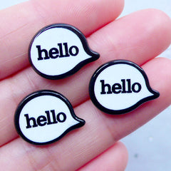 Hello Speech Bubble Cabochons | Greeting Cabochon | Acrylic Decoden Pieces | Scrapbook Embellisments | Kawaii Craft Supplies (3pcs / 17mm x 13mm / Flatback)