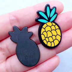 Pineapple Cabochons | Acrylic Fruit Cabochon | Hawaii Decoden Phone Case | Cute Embellisments | Kawaii Harajuku Kei (2pcs / 18mm x 34mm / Flatback)