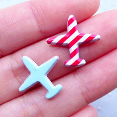 Small Aircraft Cabochons | Aeroplane Acrylic Cabochon | Travel Decoden Phone Case | Airplane Embellishments (2pcs / 18mm x 17mm / Flatback)