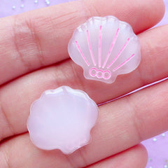 Scallop Shell Cabochons | Nautical Cabochon | Seashell Resin Pieces | Oceanic Embellishments | Kawaii Phone Case Decoden (2 pcs / Pink / 20mm x 18mm)
