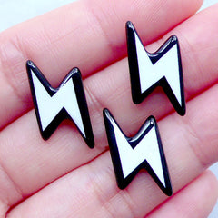 Lightning Cabochons | Pop Kei Decoden Supplies | Kawaii Jewelry Supplies | Kitsch Stud Earrings Making (3pcs / 10mm x 20mm / Flatback)