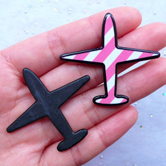 Acrylic Decoden Cabochons | Aeroplane Flatback | Scrapbook Embellishment | Aircraft Decor | Harajuku Lapin Pin Making (2pcs / 44mm x 41mm)