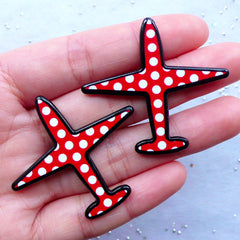 Kitsch Acrylic Cabochons | Airplane Flatback | Aeroplane Decor | Decoden Embellishment | Harajuku Clutch Pin Making (2pcs / 44mm x 41mm)