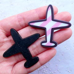 Airplane Acrylic Cabochons | Aircraft Flatback | Aeroplane Brooch Making | Decoden Supplies | Harajuku Embellishments (2pcs / 44mm x 44mm)