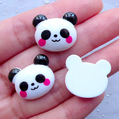 Cute Panda Cabochons | Animal Decoden Cabochon | Kawaii Phone Case Deco | Planner Paper Clip Making | Baby Hair Bow Centers (3 pcs / 20mm x 17mm / Flatback)