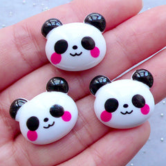 Panda Applique with Short Fur / Plush Doll Applique / Fabric Animal Pa, MiniatureSweet, Kawaii Resin Crafts, Decoden Cabochons Supplies