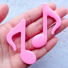 Musical Symbol Resin Cabochons | Eighth Note Quaver Cabochon | Music Note Embellishments | Kawaii Phone Case | Decoden Supplies (2 pcs / Pink / 38mm x 55mm / Flat Back)