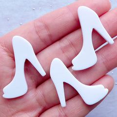 CLEARANCE High Heel Resin Cabochons | Women Fashion Embellishments | Decoden Cabochon | Cell Phone Deco | Kawaii Craft Supplies (3pcs / White / 29mm x 26mm / Flatback)