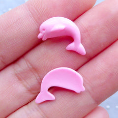 Tiny Mini Dolphin Cabochons | Decoden Kawaii Cabochon | Sea Animal Embellishments | Cute Resin Flatbacks (3pcs / Pink / 9mm x 17mm)