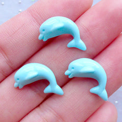 Dolphin Cabochons | Kawaii Phone Case Decoration | Marine Life Embellishments | Scrapbooking | Decoden Supplies (3pcs / Blue / 9mm x 17mm / Flatback)