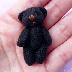 Stuffed Bear | Soft Plush Toy | Mini Fabric Animal (Black / 25mm x 42mm)