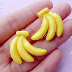 CLEARANCE Banana Cabochon | Fruit Cabochon | Kawaii Decoden Cabochon (Yellow / 2pcs / 28mm x 25mm)