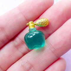 Miniature Antique Perfume Bottle | Dollhouse Vintage Eau de Parfum | 1:12 Scale Doll House Fragrance Cabochon (Green / 12mm x 17mm)