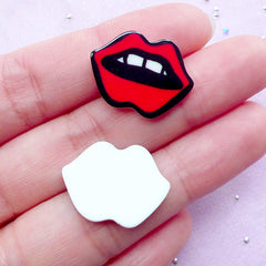 Red Lips Acrylic Cabochons | Harajuku Kei Jewelry Making (3pcs / 22mm x 17mm)