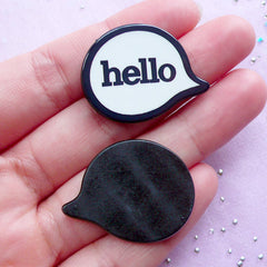 Acrylic Hello Cabochons | Message Decoden | Mixed Media Art (2pcs / 30mm x 23mm)