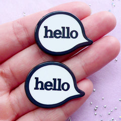 Acrylic Hello Cabochons | Message Decoden | Mixed Media Art (2pcs / 30mm x 23mm)