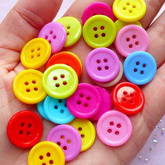 Assorted Round Buttons | Hair Bow Center | Mixed Media Art (15mm / 30pcs / Colorful Mix)
