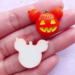 Halloween Pumpkin Lady Cabochons | Resin Decoden Pieces (2 pcs / 26mm x 21mm)