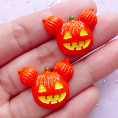 Halloween Pumpkin Lady Cabochons | Resin Decoden Pieces (2 pcs / 26mm x 21mm)
