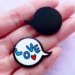 Love Speech Bubble Arcylic Cabochons | Mixed Media Art | Scrapbooking (2pcs / 30mm x 24mm)