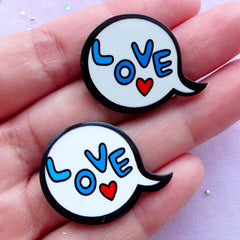 Love Speech Bubble Arcylic Cabochons | Mixed Media Art | Scrapbooking (2pcs / 30mm x 24mm)