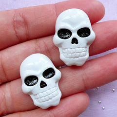Decoden Skull Cabochons | Creepy Phone Case Decoration | Halloween Supplies (2 pcs / 19mm x 26mm)
