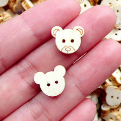 Small Bear Wooden Buttons with 2 Holes | Animal Embellishments | Sewing & Scrapbooking Supplies (15pcs / 12mm x 11mm)