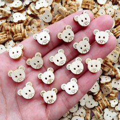 Small Bear Wooden Buttons with 2 Holes | Animal Embellishments | Sewing & Scrapbooking Supplies (15pcs / 12mm x 11mm)