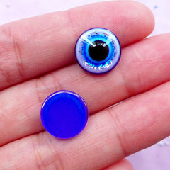 Stink Eye Cabochons | Round Evil Eye Cabochon | Good Luck Protection Symbol | Turkish Religion Jewellery Findings (10pcs / 12mm / Flat Back)