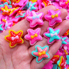 Kawaii Starfish Cabochons | Colorful Sea Star Cabochon | Decora Kei Hair Bow Making (4 pcs by Random / 23mm x 20mm)
