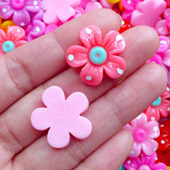 Kawaii Flower Cabochons | Colorful Floral Cabochon | Cute Hair Bow Center | Baby Shower Decoration (4 pcs by Random / 21mm)