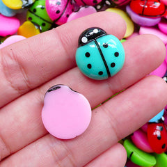 Kawaii Ladybug Cabochons | Colorful Beetle Insect Resin Cabochon | Baby Shower Table Decoration | Toddler Hair Accessories DIY (4 pcs by Random / 16mm x 17mm)