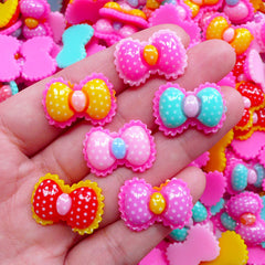 Polka Dot Bow Cabochon | Colorful Resin Bows | Kawaii Decoden Phone Case DIY (4 pcs by Random / 22mm x 16mm)