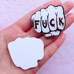 Fist Acrylic Laser Cut Cabochons | Harajuku Decoden Pieces | Kitsch Jewellery Making (2pcs / Black & White / 42mm x 40mm)