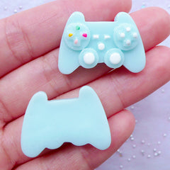 Video Game Controller Cabochons | Kawaii TV Gamer Resin Cabochon | Pastel Geek Cabochon | Decoden Phone Case | Flat Back Embellishments (2pcs / Baby Blue / 28mm x 20mm)