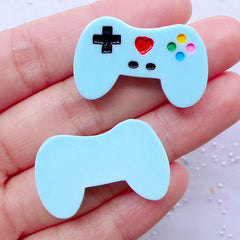 Game Controller Cabochons | TV Gamer Cabochon | Kawaii Geek Phone Case | Video Game Decoden | Pastel Embellishments | Resin Flatback (2pcs / Blue / 29mm x 18mm)