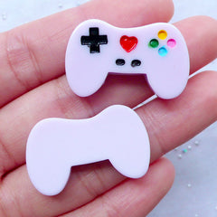 Pastel Game Controller Cabochons | Kawaii Video Game Cabochon | TV Gamer Girl Phone Case | Geek Decoden | Resin Embellishments (2pcs / Purple / 29mm x 18mm / Flat Back)