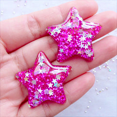 Heart Glittery Cabochons | Resin Heart Cabochon with Colorful Glitter |  Kawaii Decora Kei Jewellery Making | Sparkly Decoden Pieces | Hair Bow  Centers