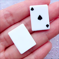 Poker Card Cabochons | Alice in Wonderland Decoden Pieces | Playing Card Cabochon | Kawaii Resin Flatback | Casino Embellishments (4 pcs / 16mm x 22mm / Flat Back)