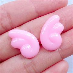 Pastel Pink Angel Wing Cabochons | Magical Girl Angel Wings | Mahou Kei Cabochons | Resin Flatback | Kawaii Jewelry Crafts | Fairy Kei Decoden Supplies | Angel Wing Necklace Making (2pcs / Pink / 12mm x 20mm / Flat Back)
