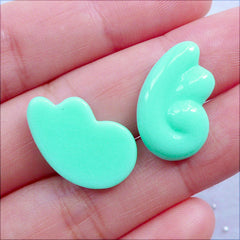 Kawaii Angel Wing Cabochons | Fairykei Angel Wings Flatback | Mahou Kei Phone Case Deco | Magical Girl Resin Cabochons | Decoden Craft Supplies | Angel Wing Necklace DIY (2pcs / Pastel Teal / 12mm x 20mm / Flat Back)