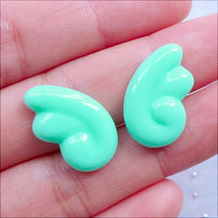 Kawaii Angel Wing Cabochons | Fairykei Angel Wings Flatback | Mahou Kei Phone Case Deco | Magical Girl Resin Cabochons | Decoden Craft Supplies | Angel Wing Necklace DIY (2pcs / Pastel Teal / 12mm x 20mm / Flat Back)