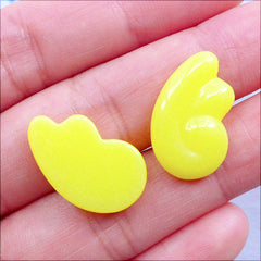 Mini Angel Wing Cabochons | Kawaii Angel Wings Flatback | Mahou Kei Decoden Phone Case | Magical Girl Jewellery DIY | Fairy Kei Resin Pieces (2pcs / Yellow / 12mm x 20mm / Flat Back)