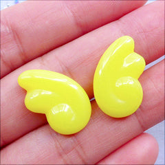 Mini Angel Wing Cabochons | Kawaii Angel Wings Flatback | Mahou Kei Decoden Phone Case | Magical Girl Jewellery DIY | Fairy Kei Resin Pieces (2pcs / Yellow / 12mm x 20mm / Flat Back)