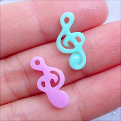 Treble Clef Cabochons | G Clef Cabochon | Musical Note Embellishment | Resin Musical Symbol Flatback | Kawaii Craft | Decoden Supplies | Music Scrapbooking (10 pcs / Assorted Colorful Mix / 8mm x 17mm / Flat Back)