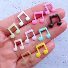 Musical Symbol Cabochons | Beamed Note Cabochon | Musical Embellishment | Kawaii Music Cabochon | Decoden Crafts | Resin Flatback | Card Making (10 pcs / Assorted Colorful Mix / 13mm x 12mm / Flat Back)