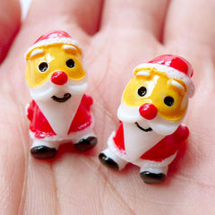 3D Santa Claus Cabochons | Kawaii Christmas Supplies | Christmas Fairy Garden | Miniature Christmas Figures | Christmas Party Decor | Christmas Table Decoration | Decoden Cabochons (2 pcs / 13mm x 18mm)